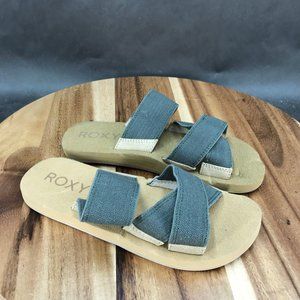 Roxy Gray Criss Cross Slides Slip On Sandals Womens Size 6